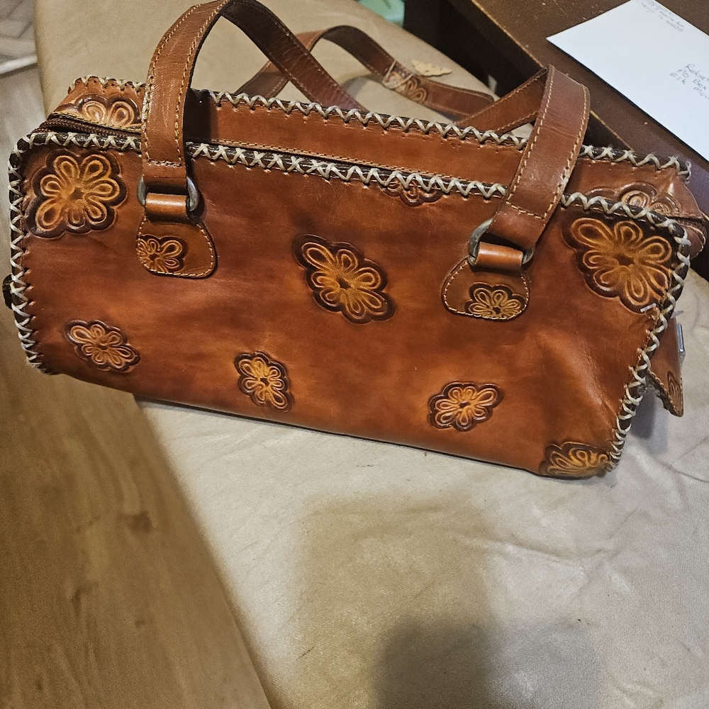 ABC Floral Leather Shoulder Bag